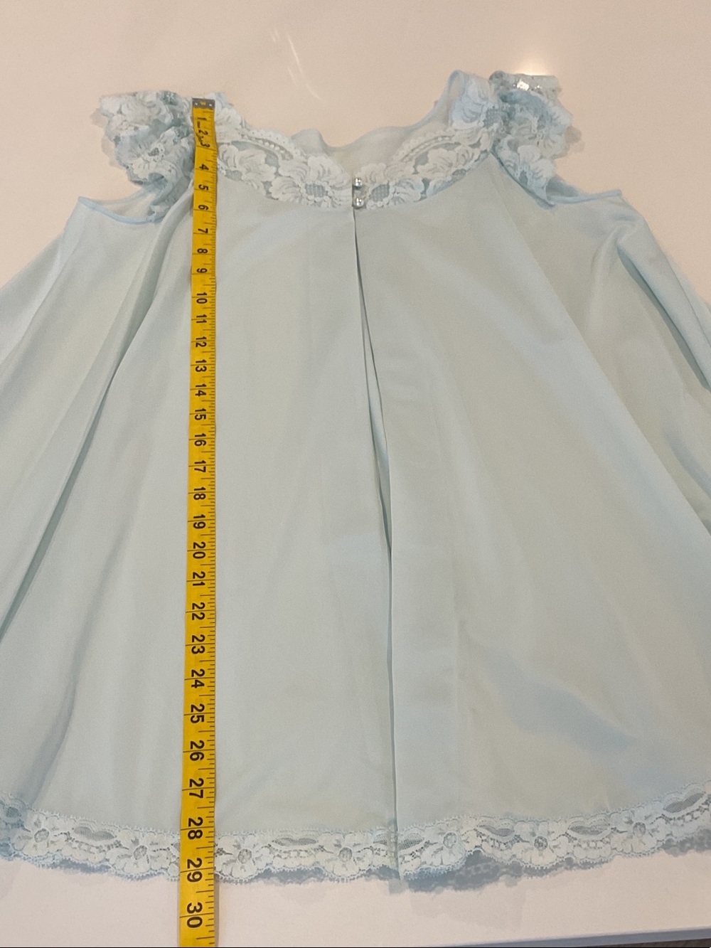 SHADOWLINE Lace-Trim Blue Women's Sleep Chemise Robe - Picture 9 of 12